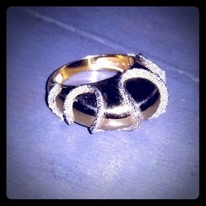 18K Yellow and White Gold Dome Ring